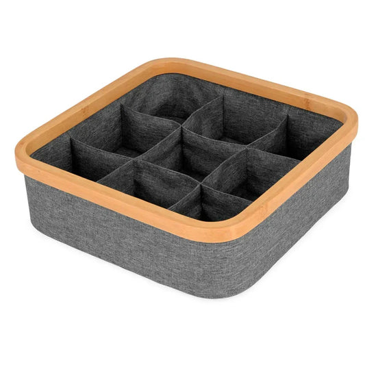 Organizér z bambusu na prádlo 9 přihrádek šedý (91650001)