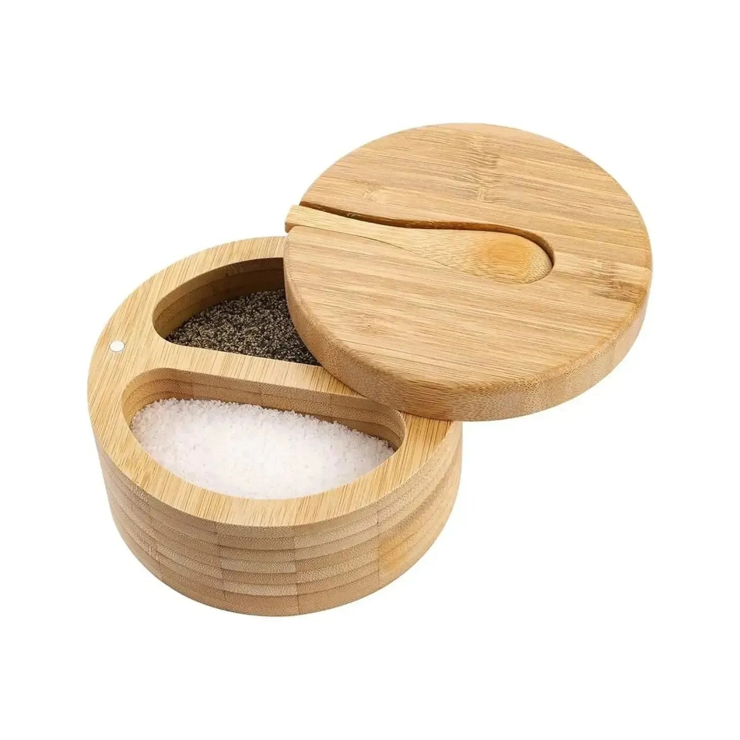 Elegantní bambusová nádoba na sůl a pepř s víčkem a lžičkou (91710001)