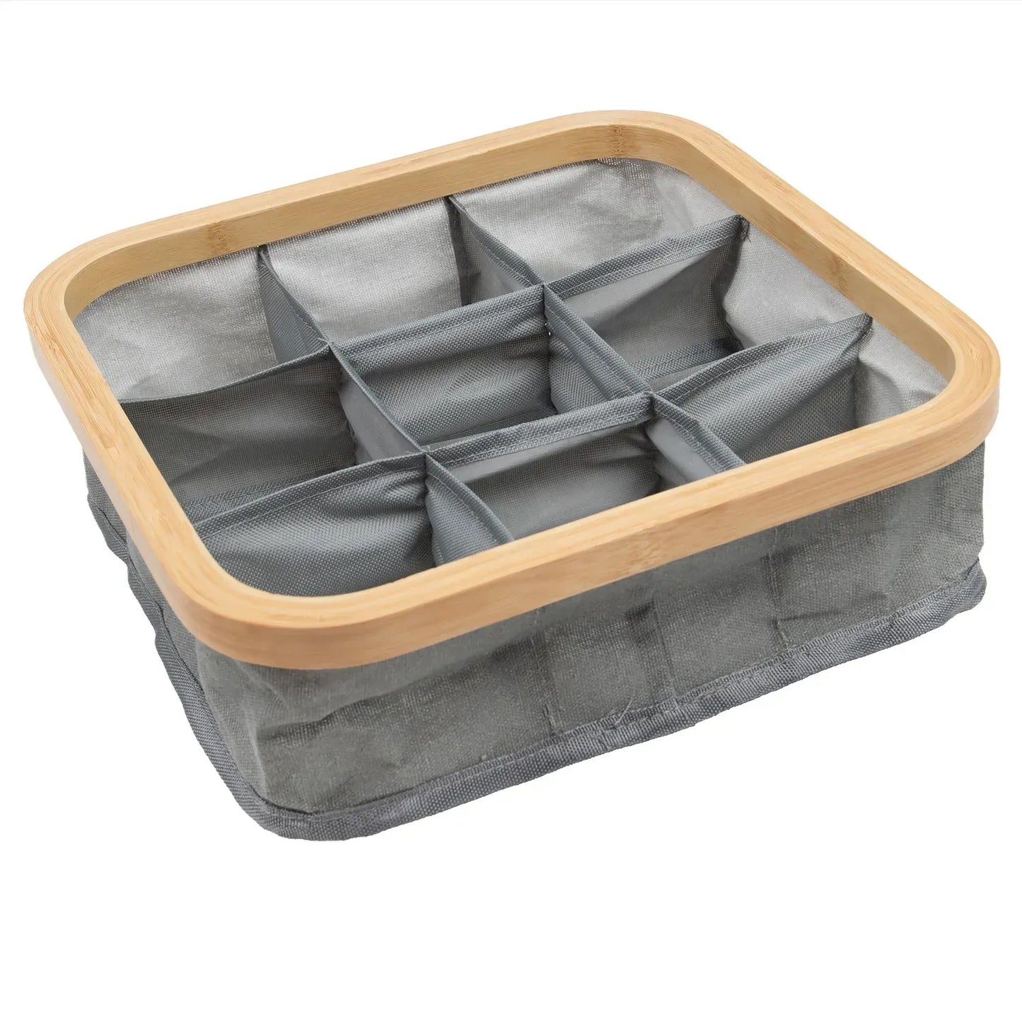 Organizér z bambusu na prádlo 9 přihrádek šedý (91650001)