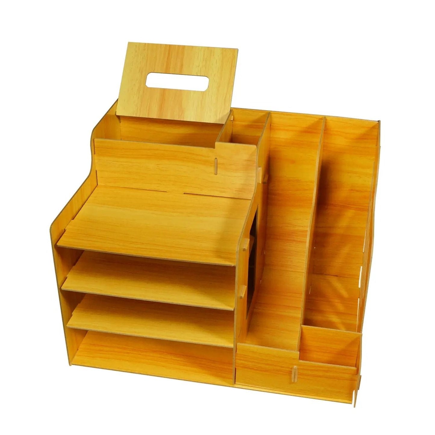 Organizér na stůl dřevěný - zásobník na propisky a knihy (5790)