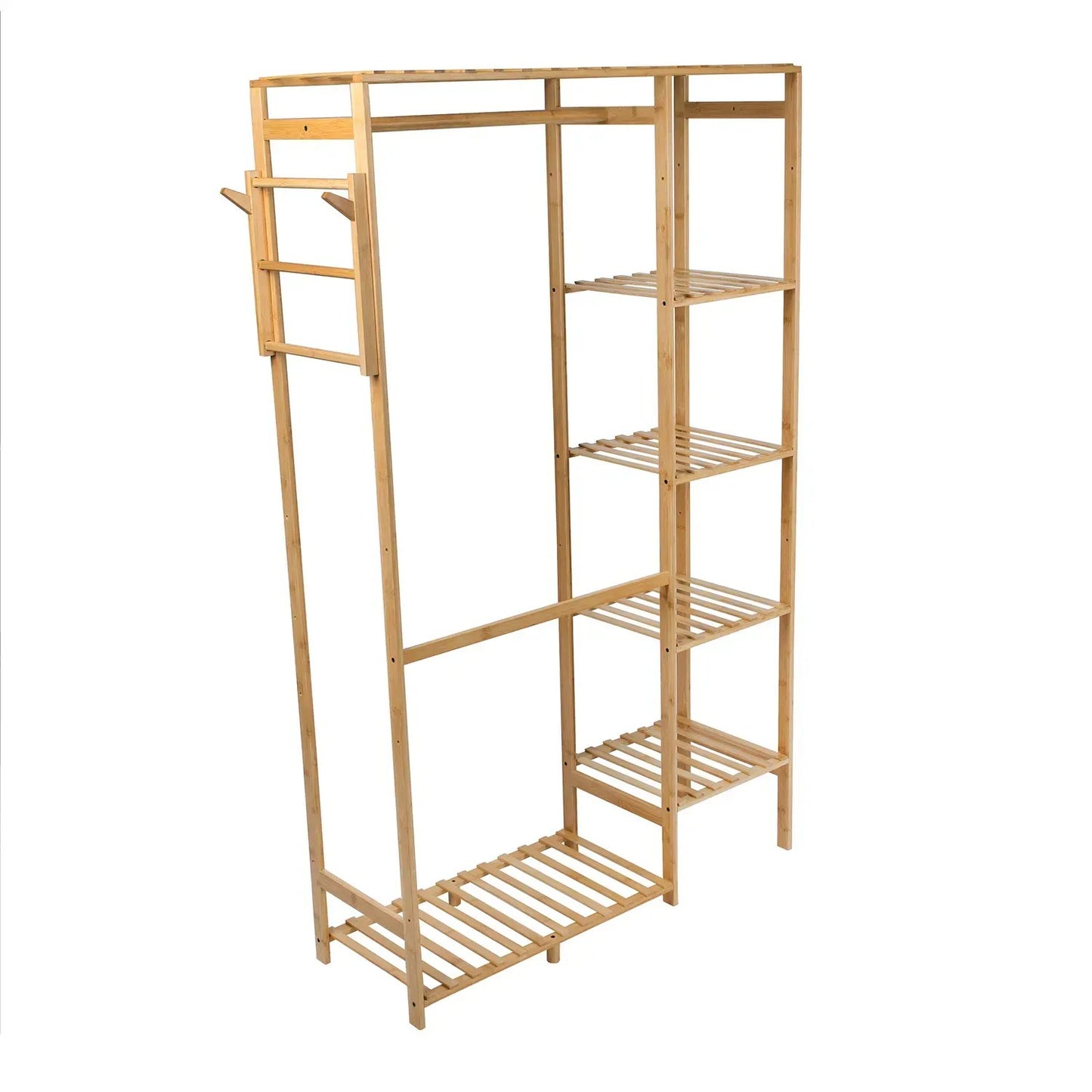 Bambusový stojan na oblečení s policí a organizérem (91670001)