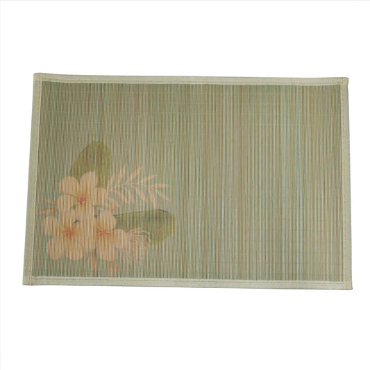 Bambusová podložka 45x30 cm olivová s květinami (91640002)