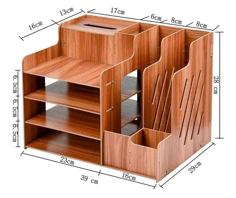 Organizér na stůl dřevěný - zásobník na propisky a knihy (5790)