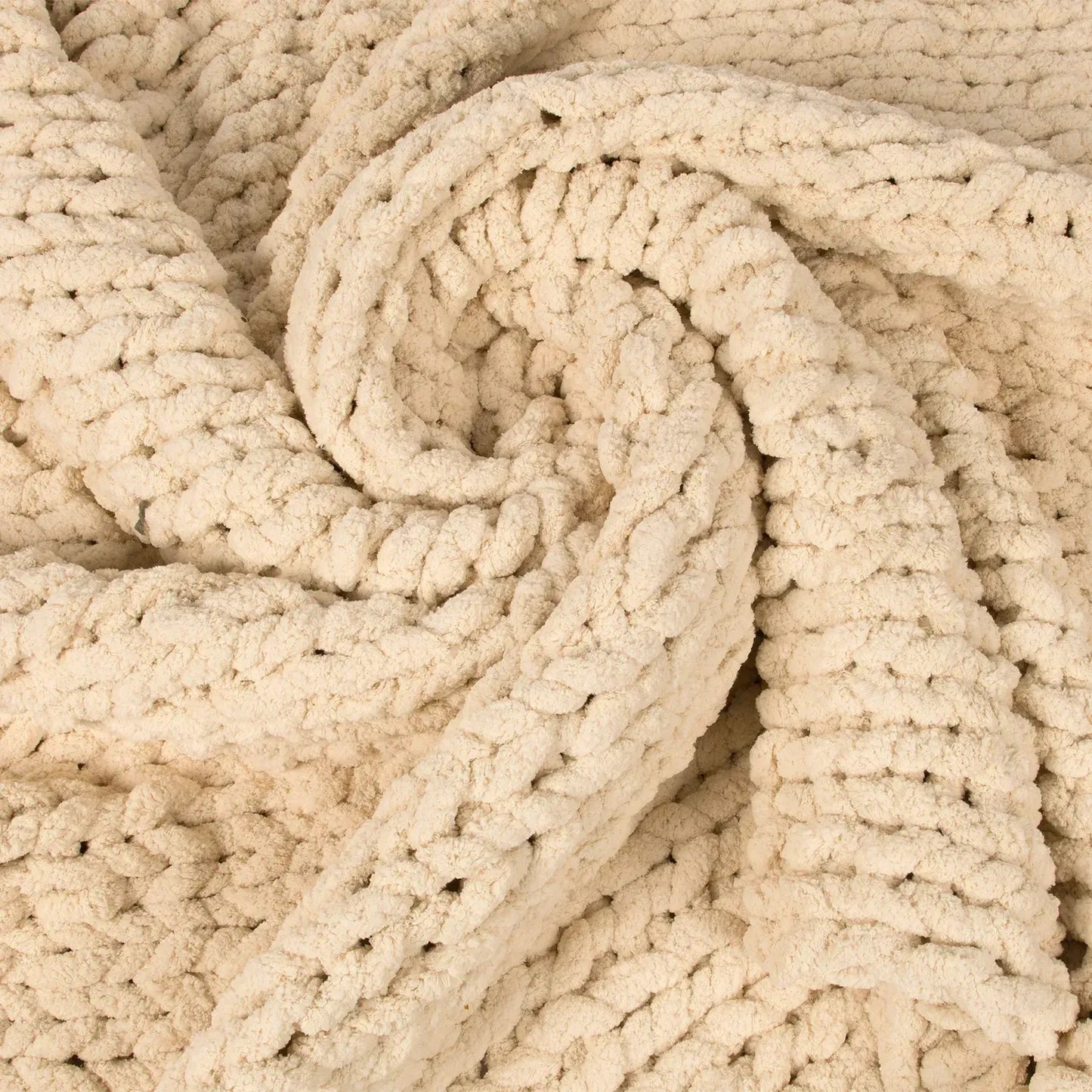 Koc Chenille Pletený Béžový 150x200 cm (90750001)