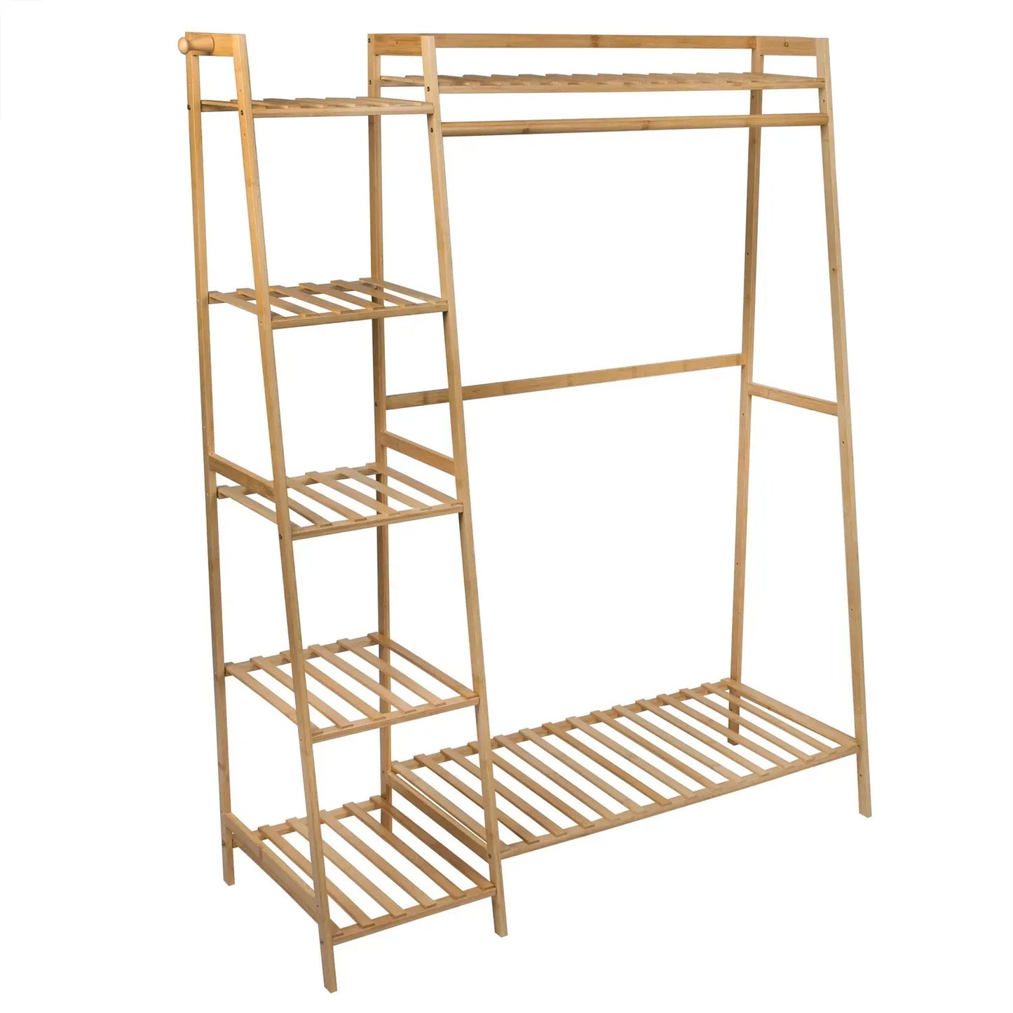 Bambusový věšák na oblečení s policemi (91680001)