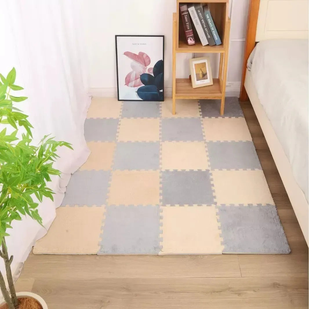 Béžová podlahová rohožka plyšová 30x30 cm - sada 10 kusů (84220003)