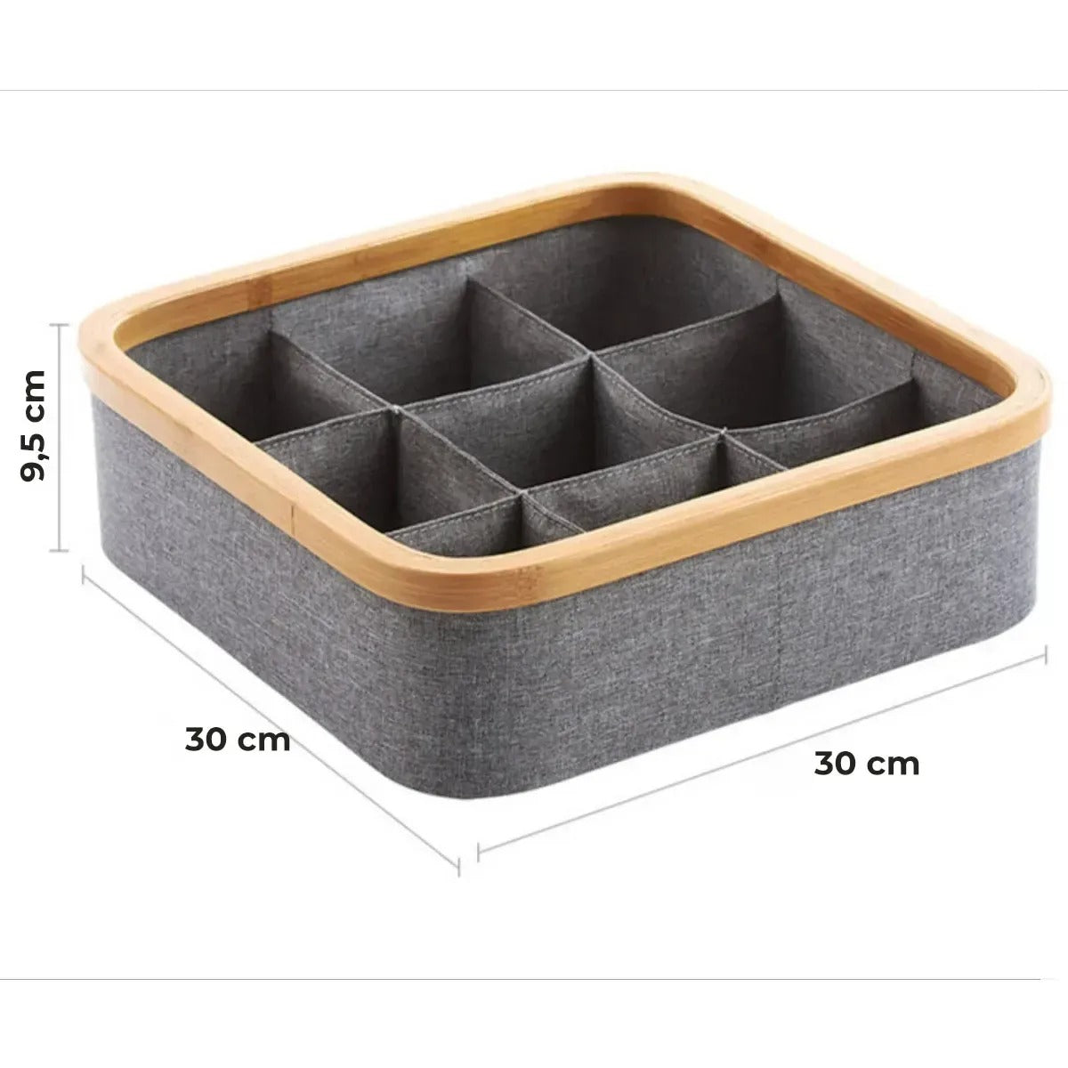 Organizér z bambusu na prádlo 9 přihrádek šedý (91650001)