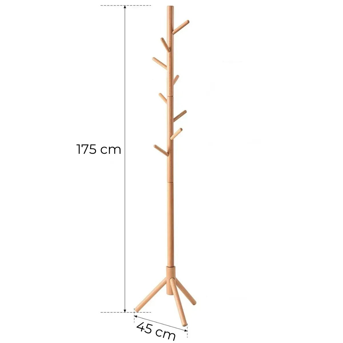 Bambusový stojanový věšák s 8 háčky, přírodní design, snadná montáž (91810001)