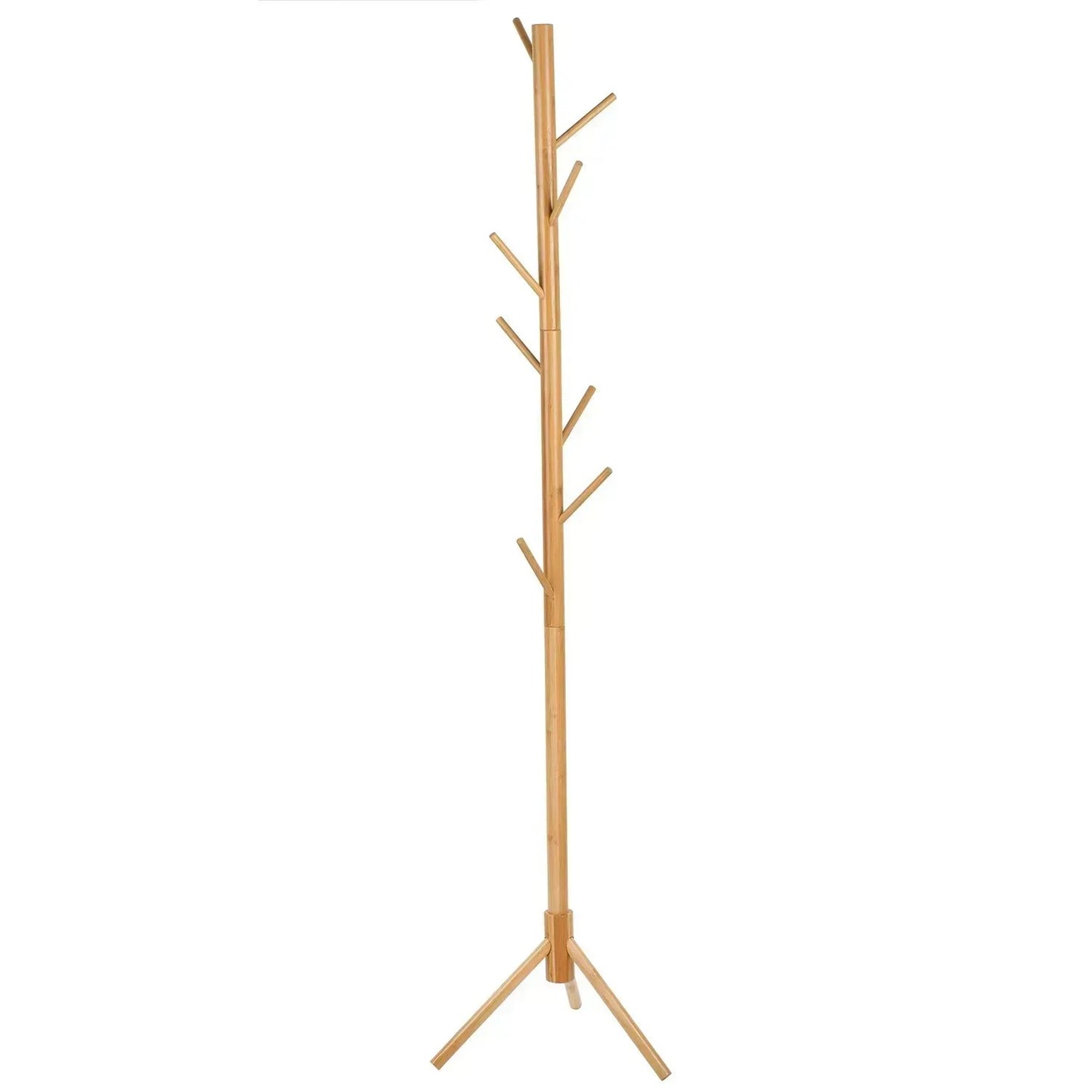 Bambusový stojanový věšák s 8 háčky, přírodní design, snadná montáž (91810001)