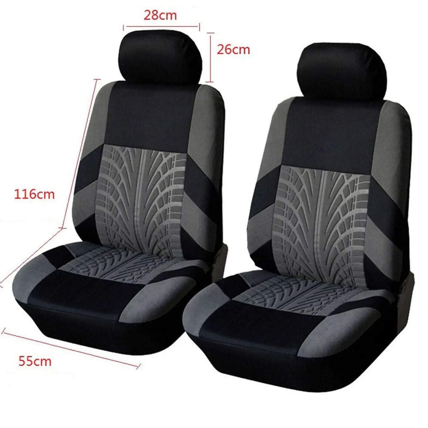 Potahy na Sedadla Automobilů Přední Univerzální Černo-Šedé (4906)