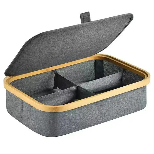 Organizér z bambusu se 4 přihrádkami a víkem (91850001)