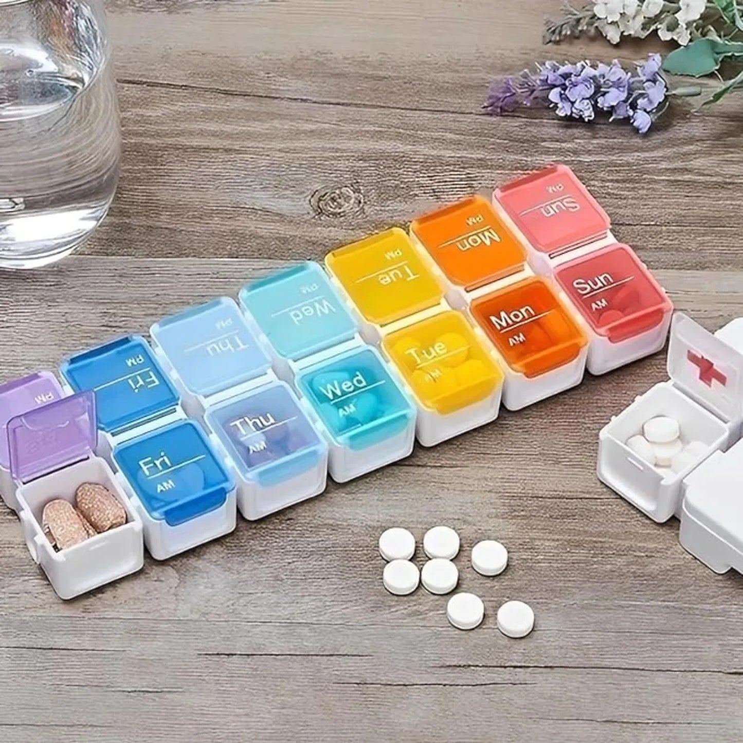 Kasetka na tablety organizer s časovačem, 15 přihrádek (8701)