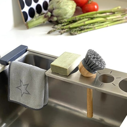 Organizer do dřezu 3v1 - kovový stojan na mycí houbičku (8641)