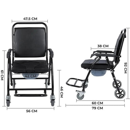 Toaletní a sprchový vozík pro osoby se zdravotním postižením s koly (8552)