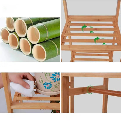 Bambusový stojan na oblečení s policí a organizérem (91670001)