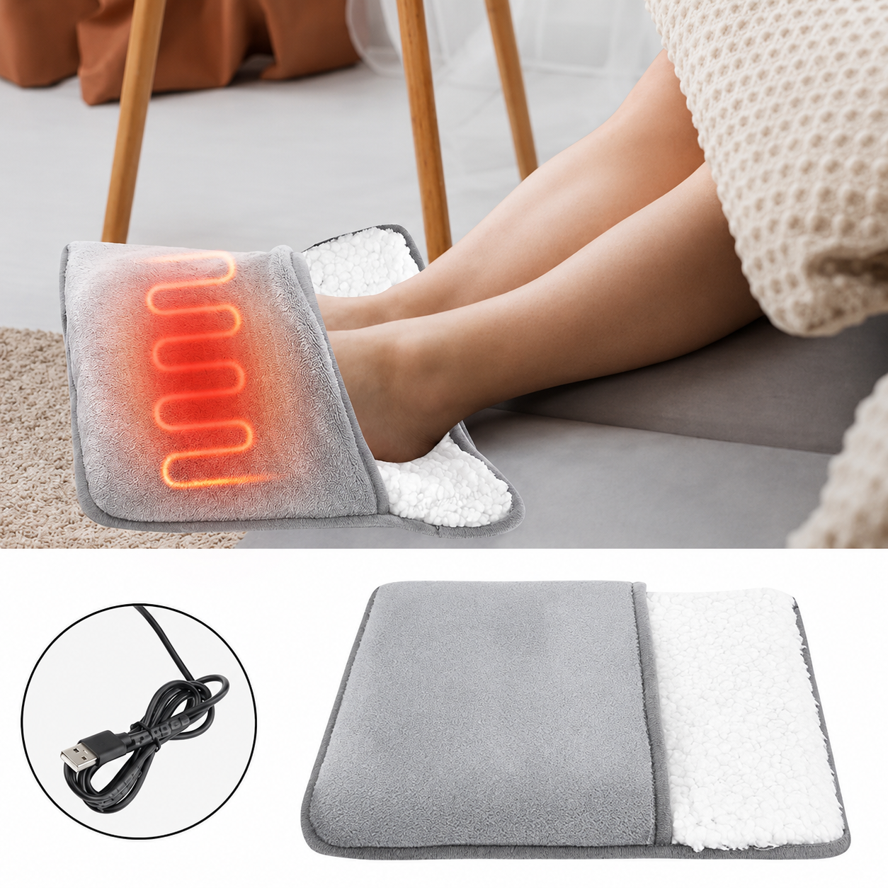 USB vyhřívaný návlek na nohy – ohřívač chodidel (94420001)