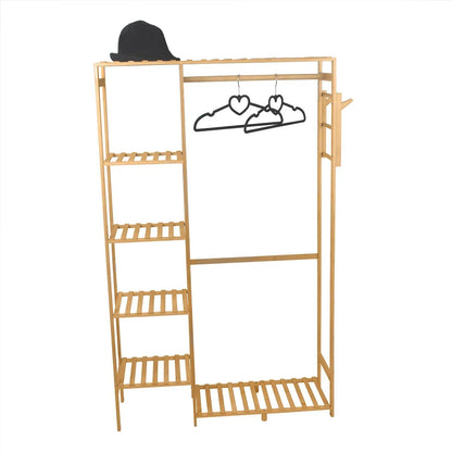 Bambusový stojan na oblečení s policí a organizérem (91670001)