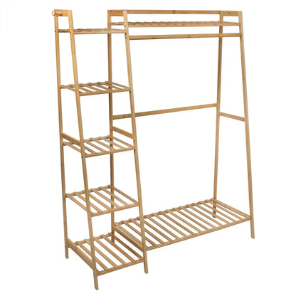 Bambusový věšák na oblečení s policemi (91680001)