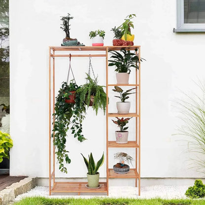 Bambusový stojan na oblečení s policí a organizérem (91670001)