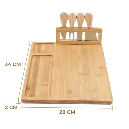 Bambusová deska na servírování sýrů a uzenin s noži - elegantní sada (91720001)