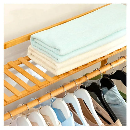 Bambusový věšák na oblečení s policemi (91680001)
