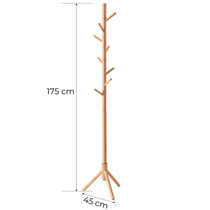 Bambusový stojanový věšák s 8 háčky, přírodní design, snadná montáž (91810001)