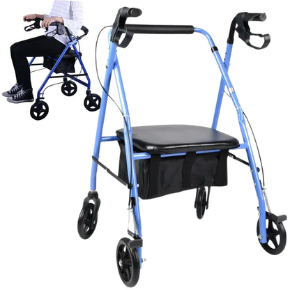 Čtyřkolový chodítko-rolátor s nastavitelnou výškou rukojetí pro seniory (8236)