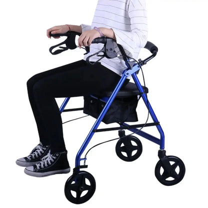 Čtyřkolový chodítko-rolátor s nastavitelnou výškou rukojetí pro seniory (8236)