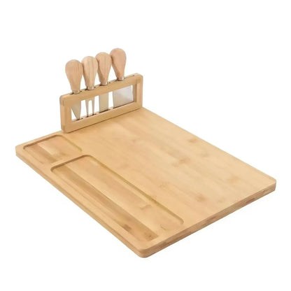 Bambusová deska na servírování sýrů a uzenin s noži - elegantní sada (91720001)