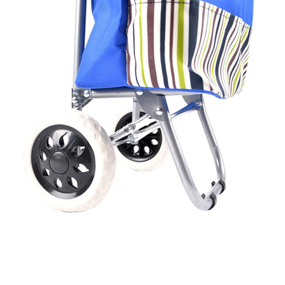 Nákupní vozík s koly, lehká taška modrá (C143)