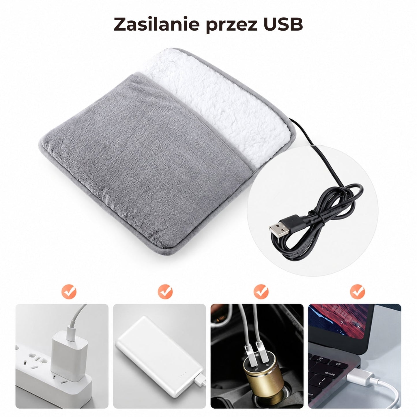 USB vyhřívaný návlek na nohy – ohřívač chodidel (94420001)