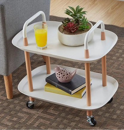 Kávový Stolek Obdélníkový na Kolečkách, Odolný, Dva Úrovně (83630001)