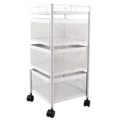 Mobilní regál na kolečkách s výsuvnou policí, kovový bílý (83620001)