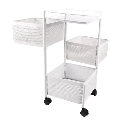 Mobilní regál na kolečkách s výsuvnou policí, kovový bílý (83620001)