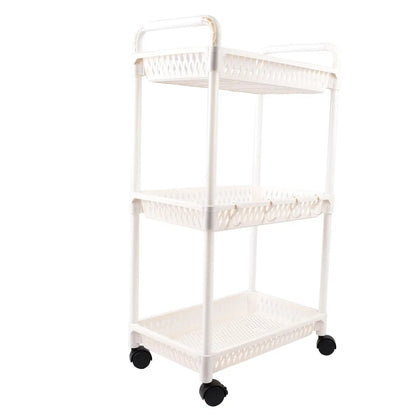 Mobilní regál organizér na kolečkách 3 police bílý (83610001)