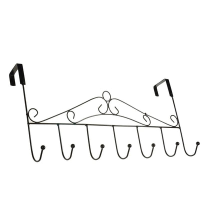 Závěs na oblečení na dveře, kovový černý se 7 háčky (73740001)