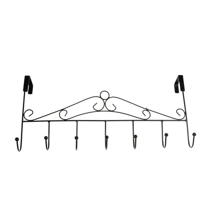 Závěs na oblečení na dveře, kovový černý se 7 háčky (73740001)