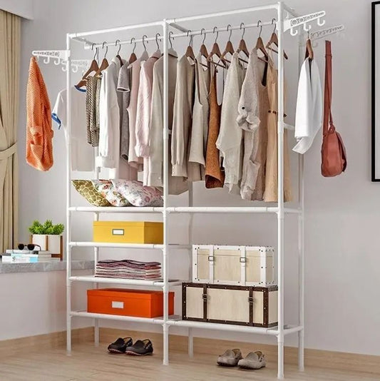 Závěs na oblečení se 6 policemi, bílý, kompaktní (5738)