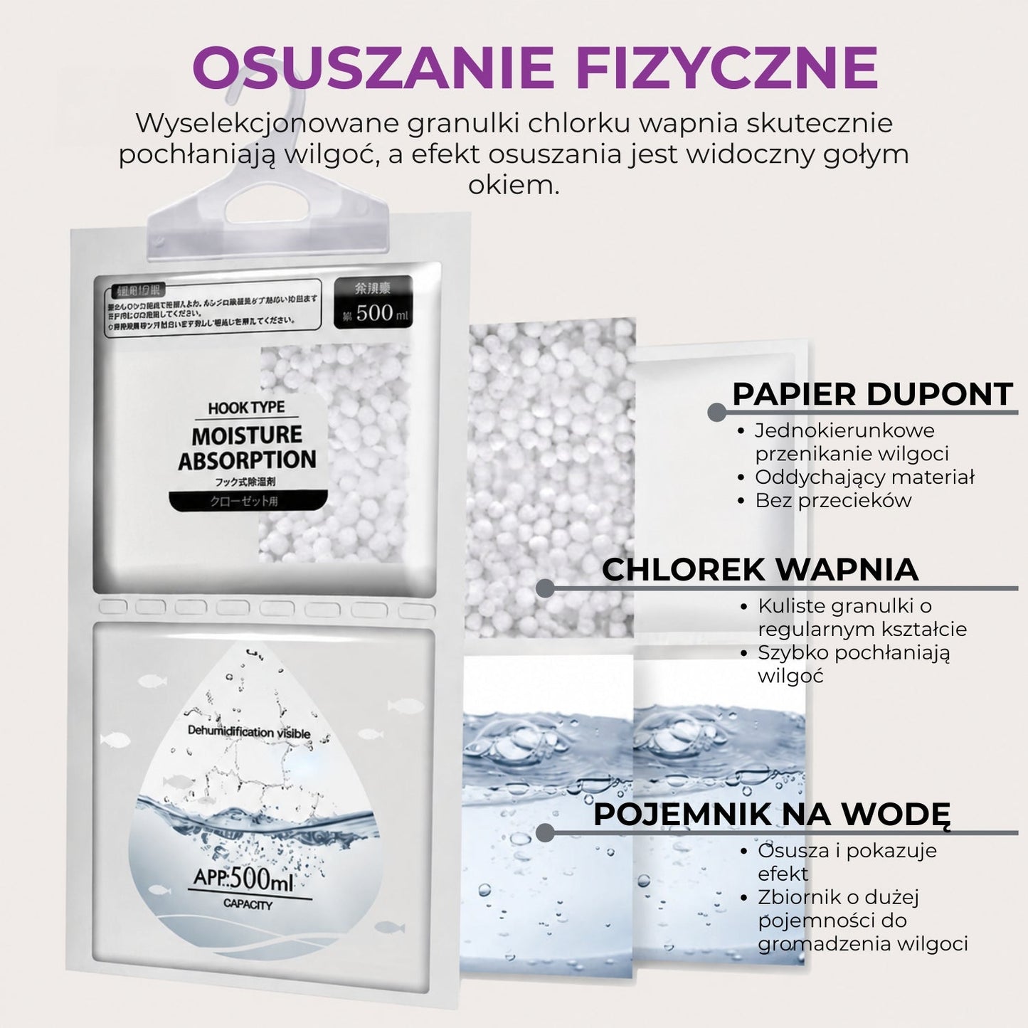 Závěsný pohlcovač vlhkosti do skříně, 10 ks (94440001)